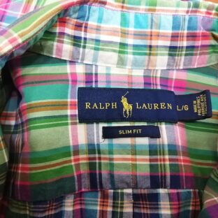 ◆RalphLoren　チェックボタンダウンシャツ　サイズL　USED　スリムフィット